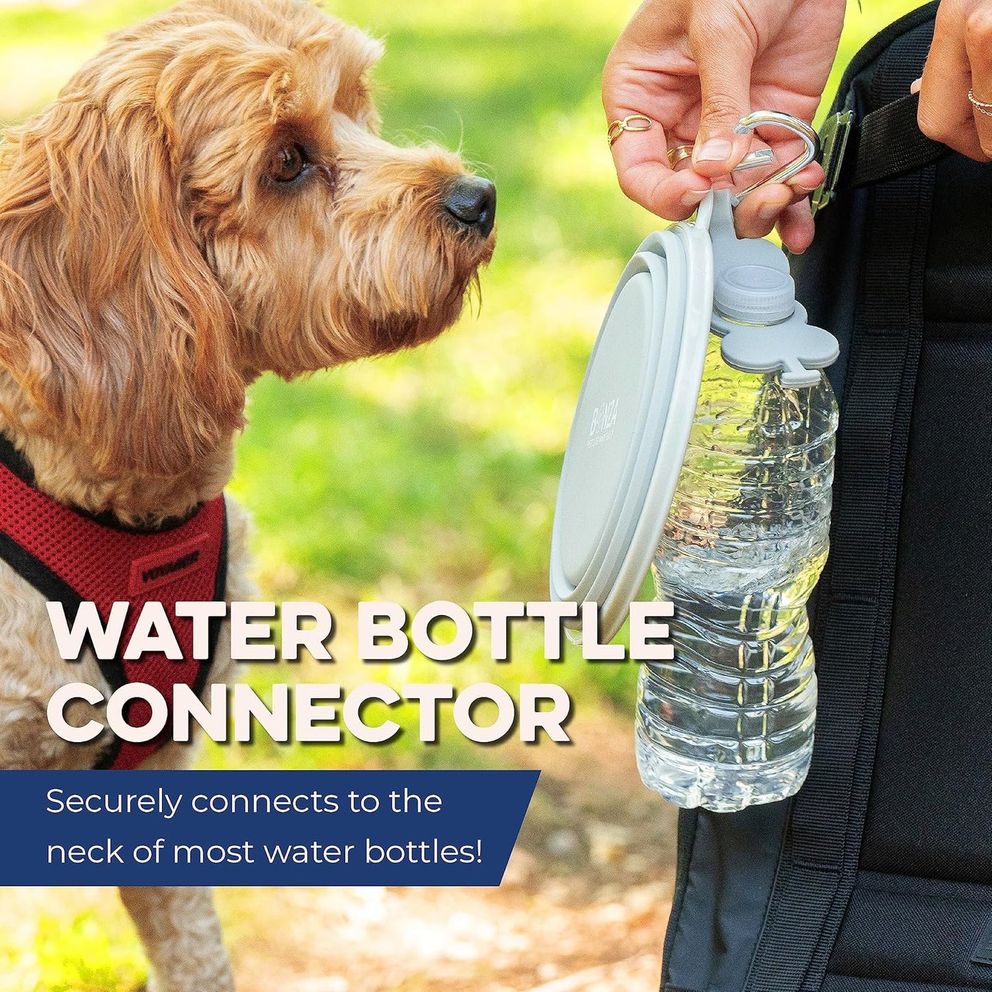 Collapsible Dog Water Bowl - Bpa-Free Silicone Dog Dish - Reinforced Rim Collapsible Bowl - Carabiner Clip Travel Dishes for Pets - for Hiking, Camping & Car Trips - Large 33 Oz, Navy Blue