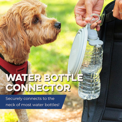Collapsible Dog Water Bowl - Bpa-Free Silicone Dog Dish - Reinforced Rim Collapsible Bowl - Carabiner Clip Travel Dishes for Pets - for Hiking, Camping & Car Trips - Large 33 Oz, Navy Blue